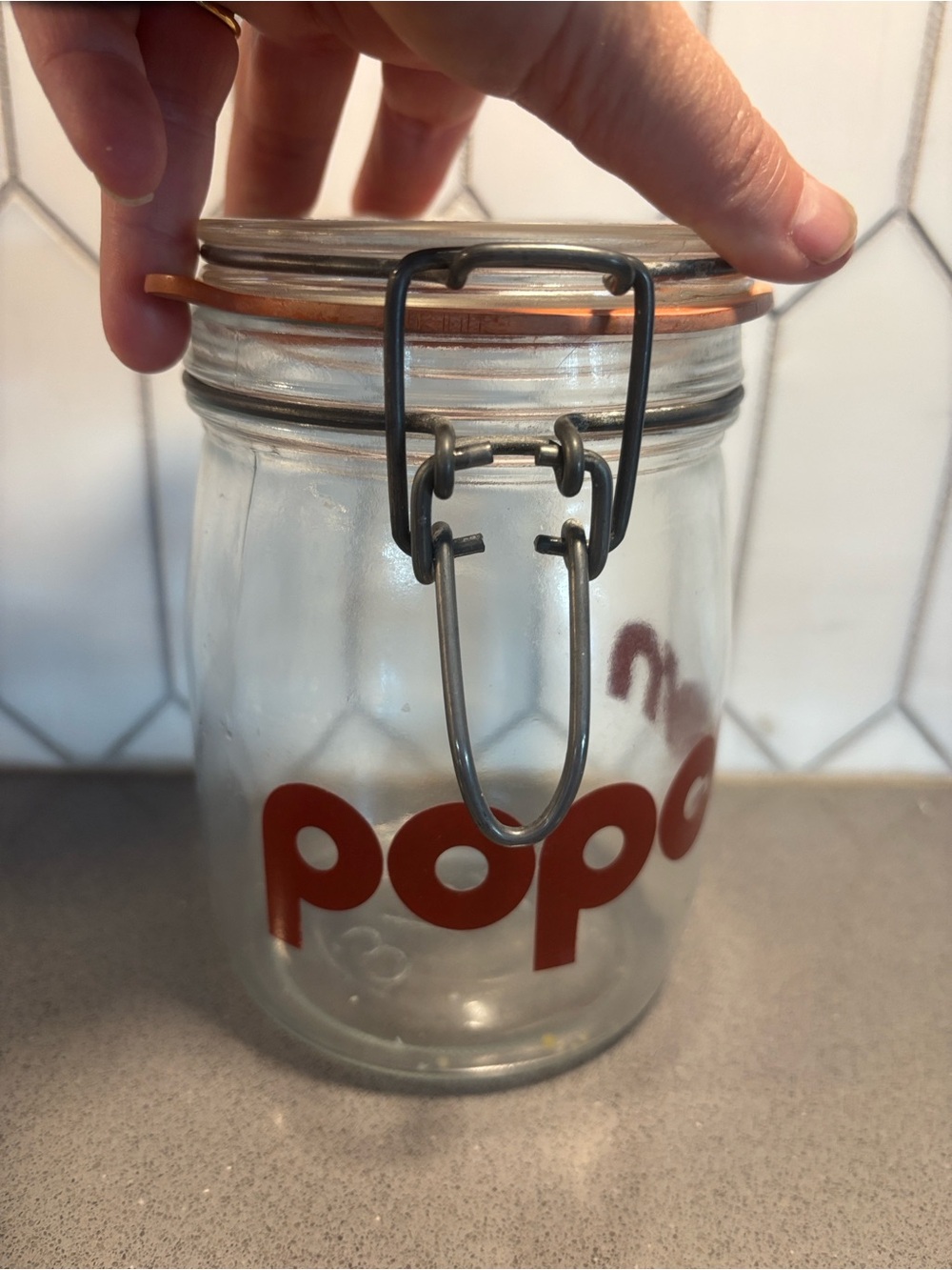Vintage glass popcorn canister